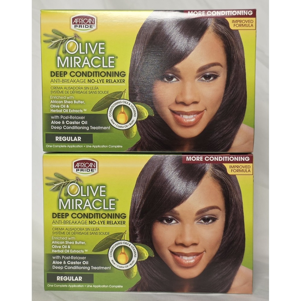African Pride Olive Miracle DEEP Conditioning‎ Anti Breakage No Lye Relaxer X 2
